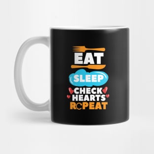 Eat Sleep Check Hearts Repeat Cardiac Nurse Mug